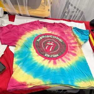 The Rolling Stones Pink and Blue Tie-Dye Tee